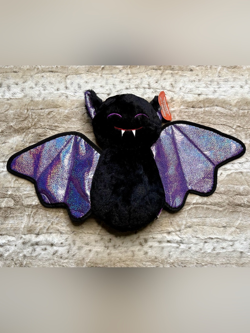 *NWT* Multipet Plush Bat Crinkle & Squeak Dog Toy with Iridescent Purple Wings